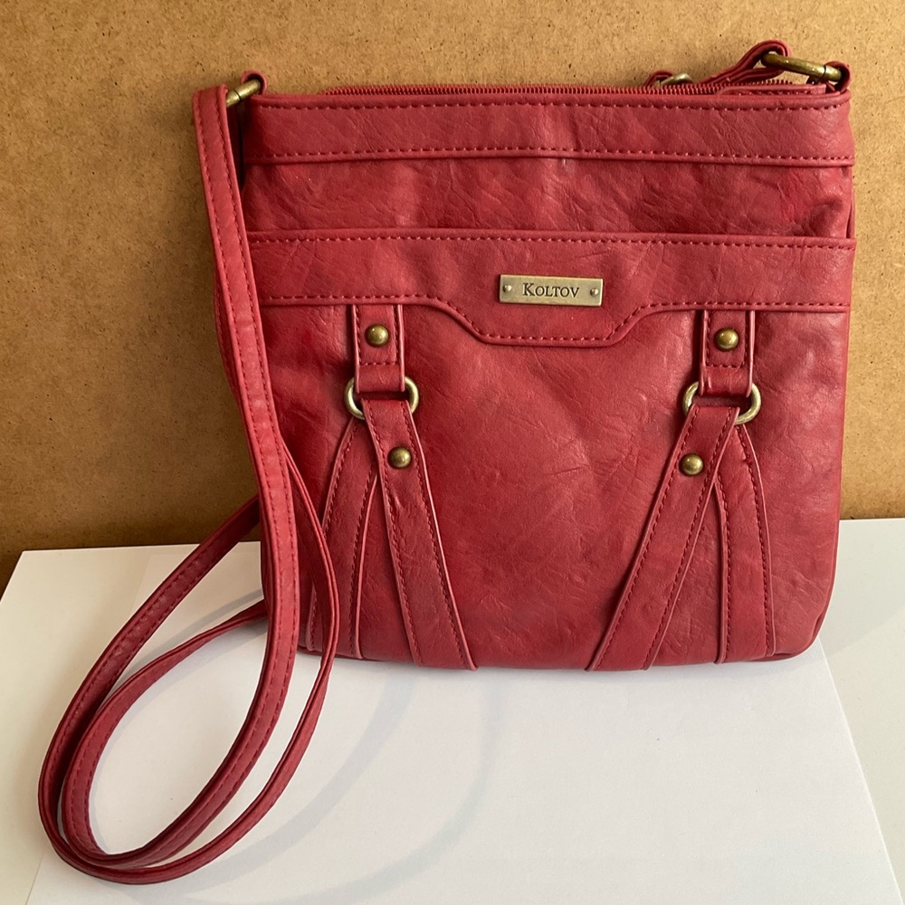 Koltov Faux Leather Red Crossbody - EUC